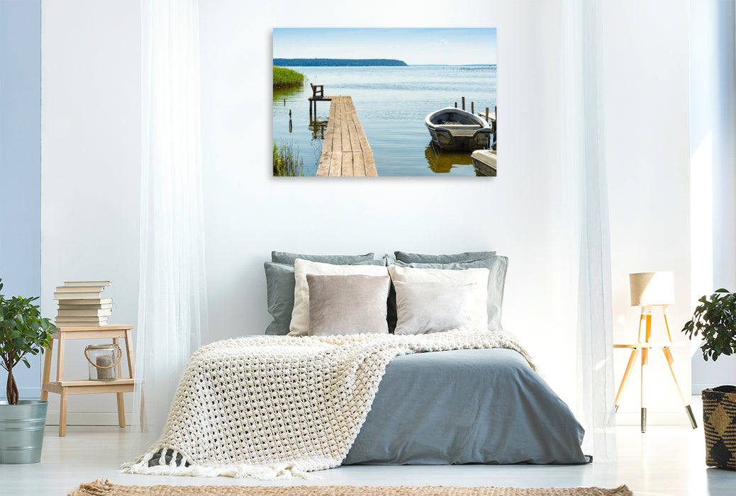 Premium Textil-Leinwand Steg am Achterwasser