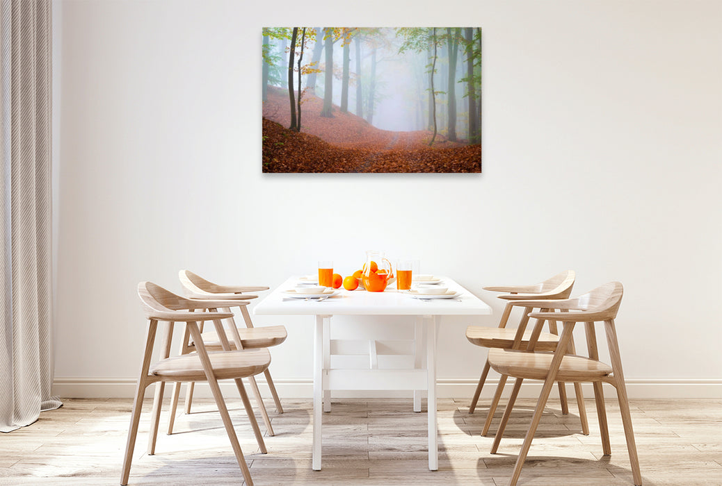 Premium Textil-Leinwand Wald im Nebel