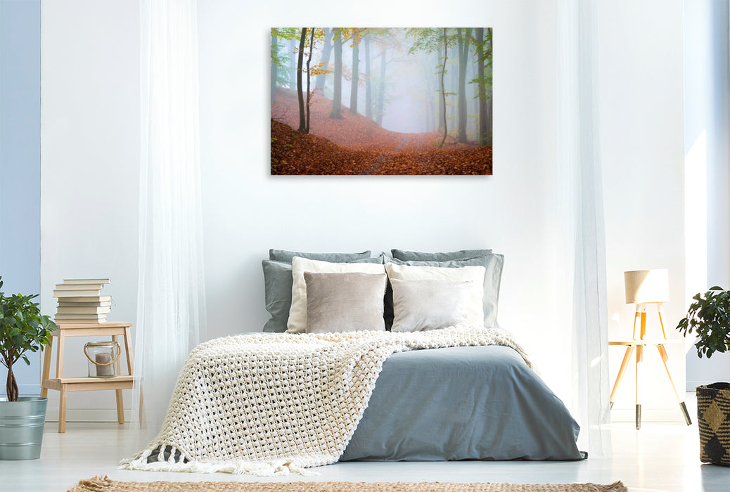Premium Textil-Leinwand Wald im Nebel