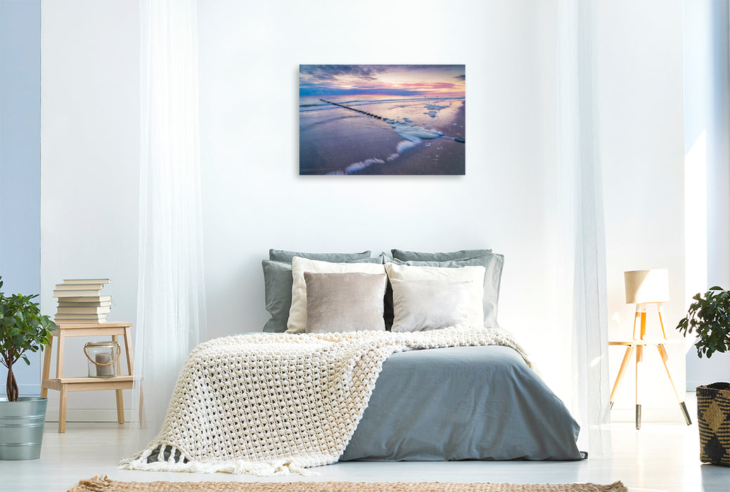 Premium Textil-Leinwand Morgendämmerung am Strand