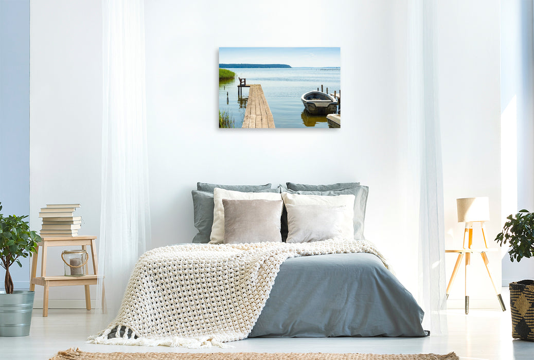 Premium Textil-Leinwand Steg am Achterwasser