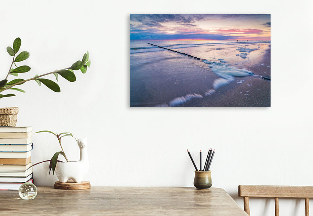 Premium Textil-Leinwand Morgendämmerung am Strand