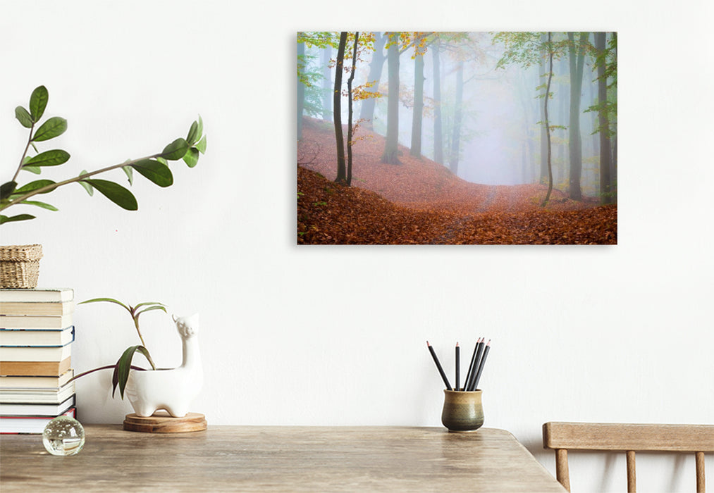 Premium Textil-Leinwand Wald im Nebel