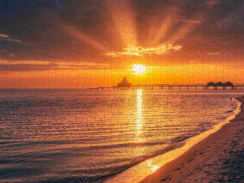 Seebrücke im Sonnenaufgang - CALVENDO Foto-Puzzle'