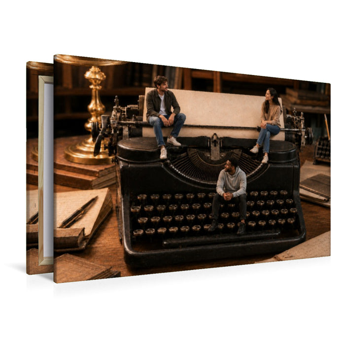 Premium Textil-Leinwand Zwischen Tasten und Gedanken