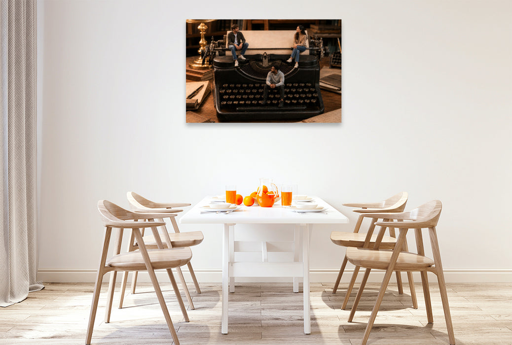 Premium Textil-Leinwand Zwischen Tasten und Gedanken