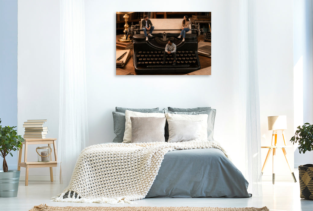 Premium Textil-Leinwand Zwischen Tasten und Gedanken