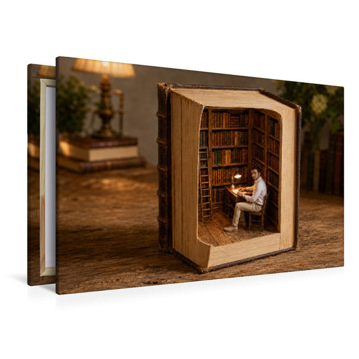 Premium Textil-Leinwand Die Bibliothek im Buch