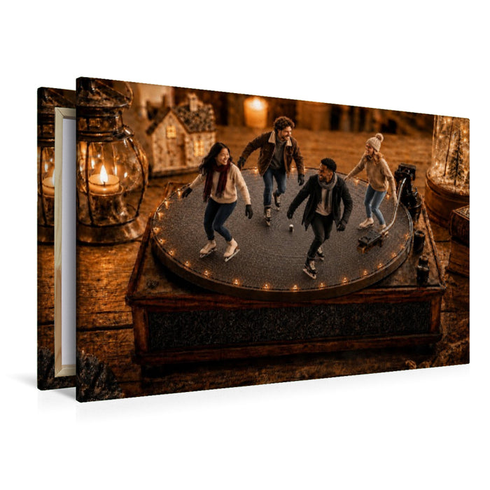 Premium Textil-Leinwand Schlittschuhzauber auf Vinyl