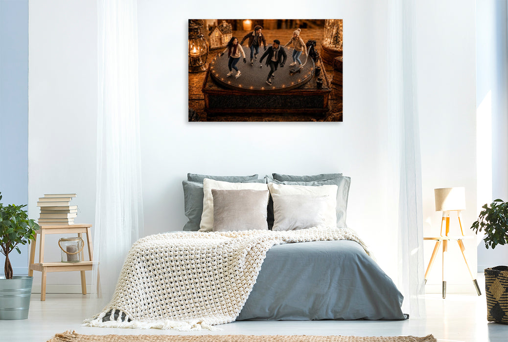 Premium Textil-Leinwand Schlittschuhzauber auf Vinyl