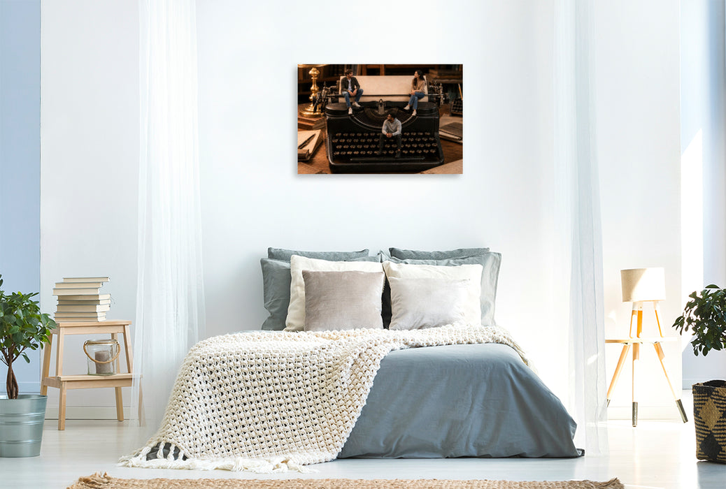 Premium Textil-Leinwand Zwischen Tasten und Gedanken