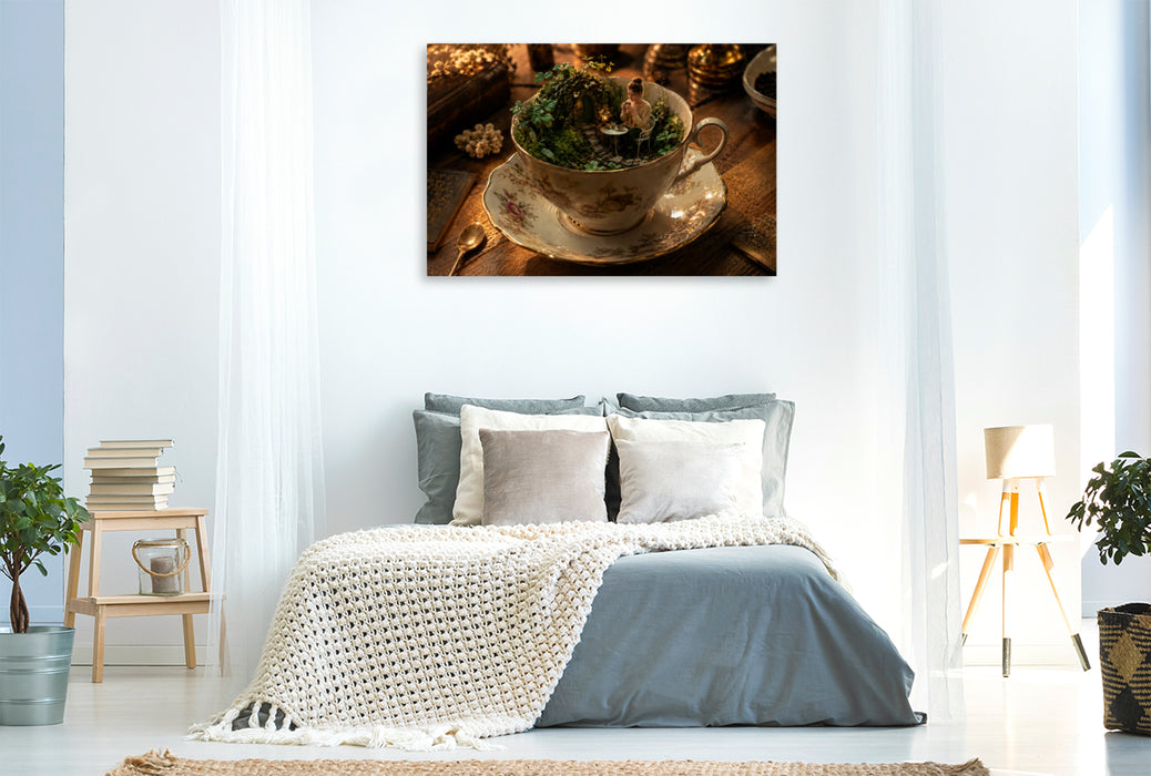 Premium Textil-Leinwand Teegarten der kleinen Träume