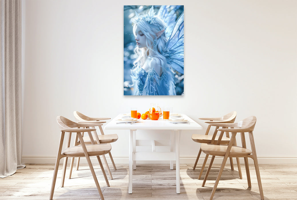 Premium Textil-Leinwand Fee der Eisblumen