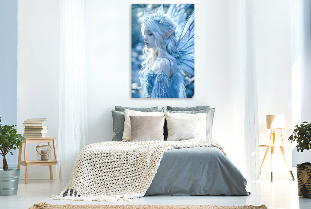Premium Textil-Leinwand Fee der Eisblumen