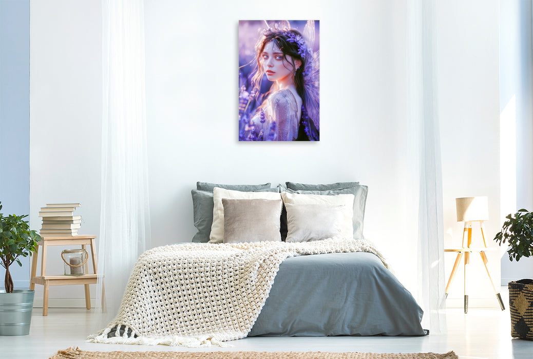 Premium Textil-Leinwand Fee des Lavendel