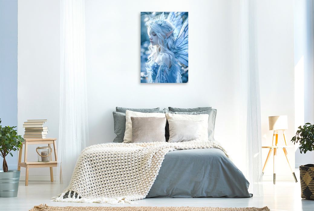 Premium Textil-Leinwand Fee der Eisblumen