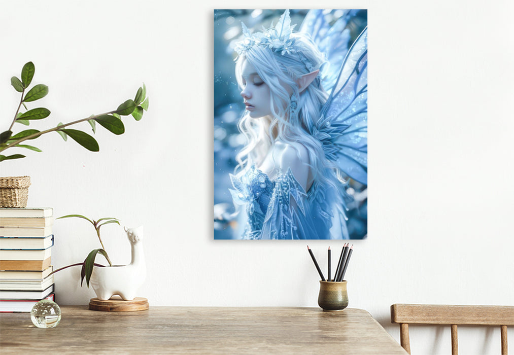 Premium Textil-Leinwand Fee der Eisblumen