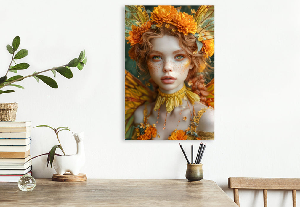 Premium Textil-Leinwand Fee der Chrysanthemen