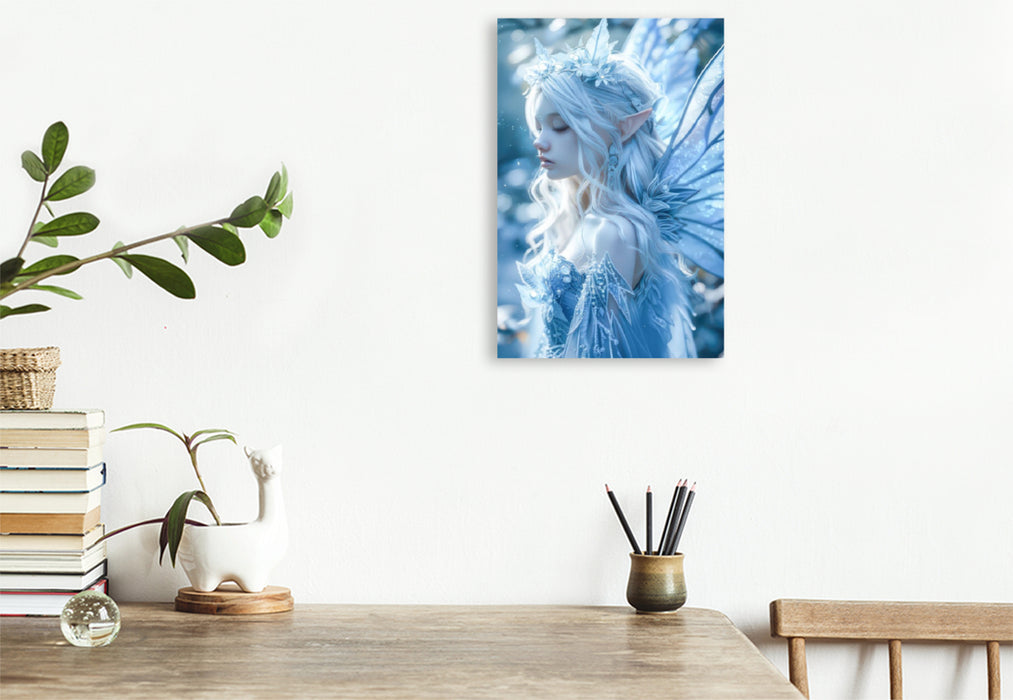 Premium Textil-Leinwand Fee der Eisblumen