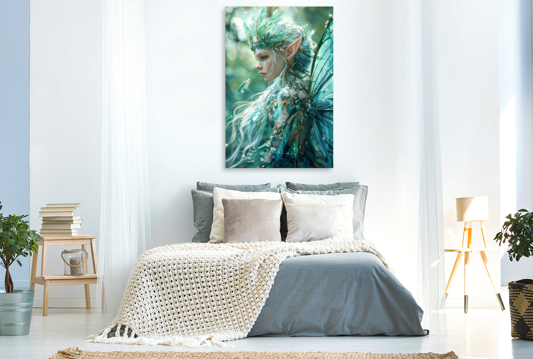 Premium Textil-Leinwand Fee der Waldpflanzen