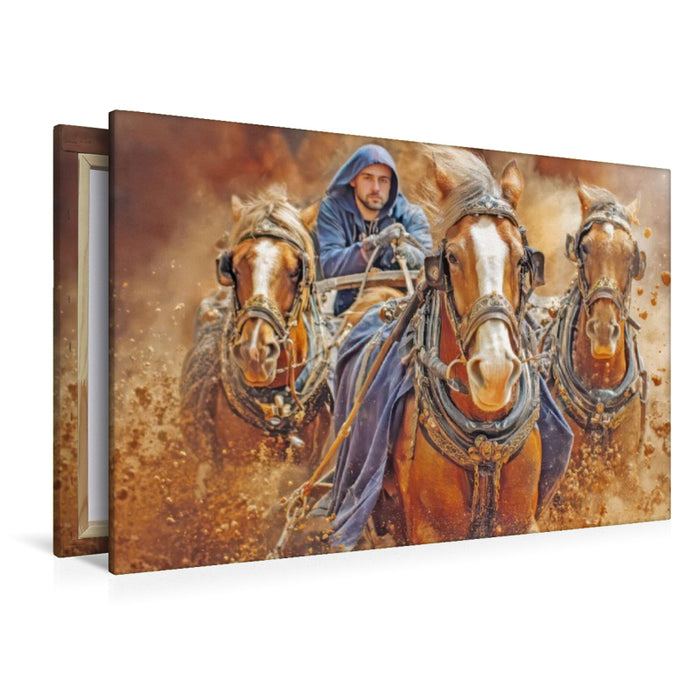 Premium Textil-Leinwand Pferde und Kutschen