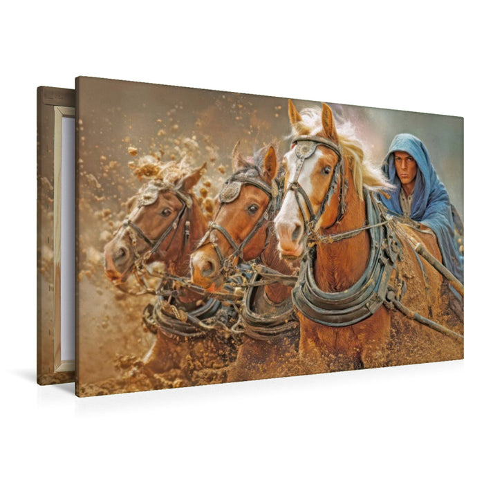 Premium Textil-Leinwand Pferde und Kutschen