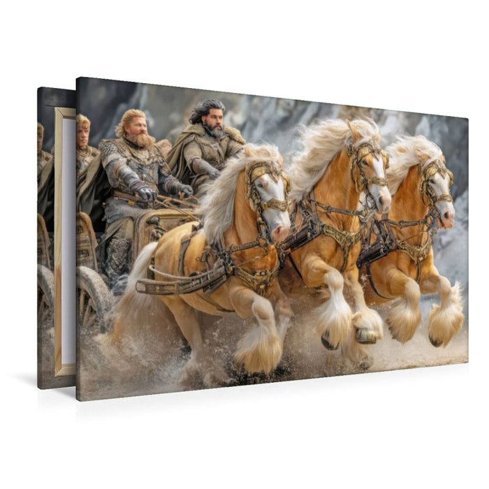 Premium Textil-Leinwand Pferde und Kutschen