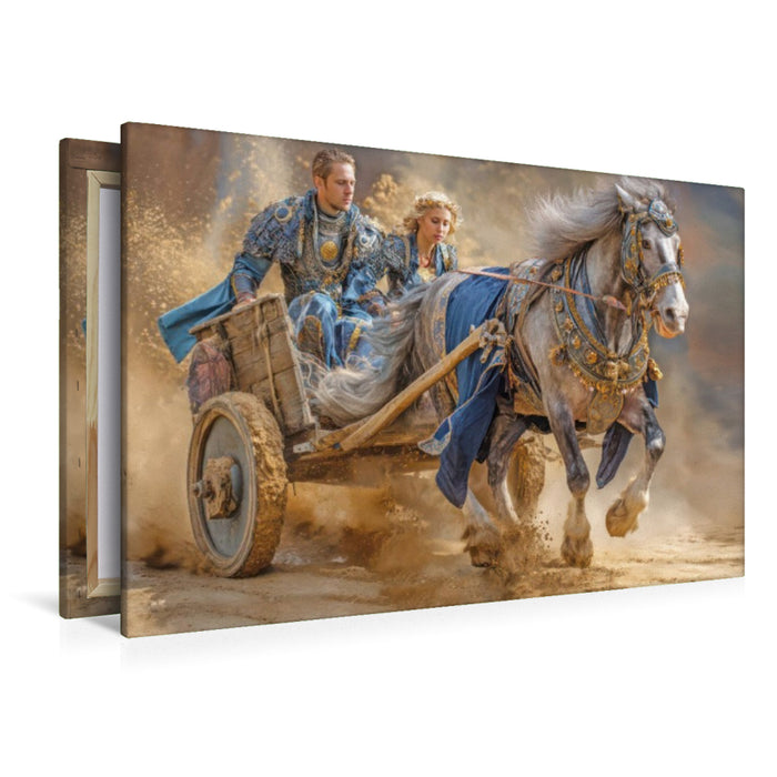 Premium Textil-Leinwand Pferde und Kutschen