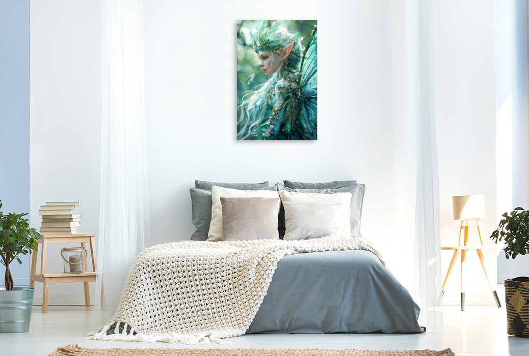 Premium Textil-Leinwand Fee der Waldpflanzen