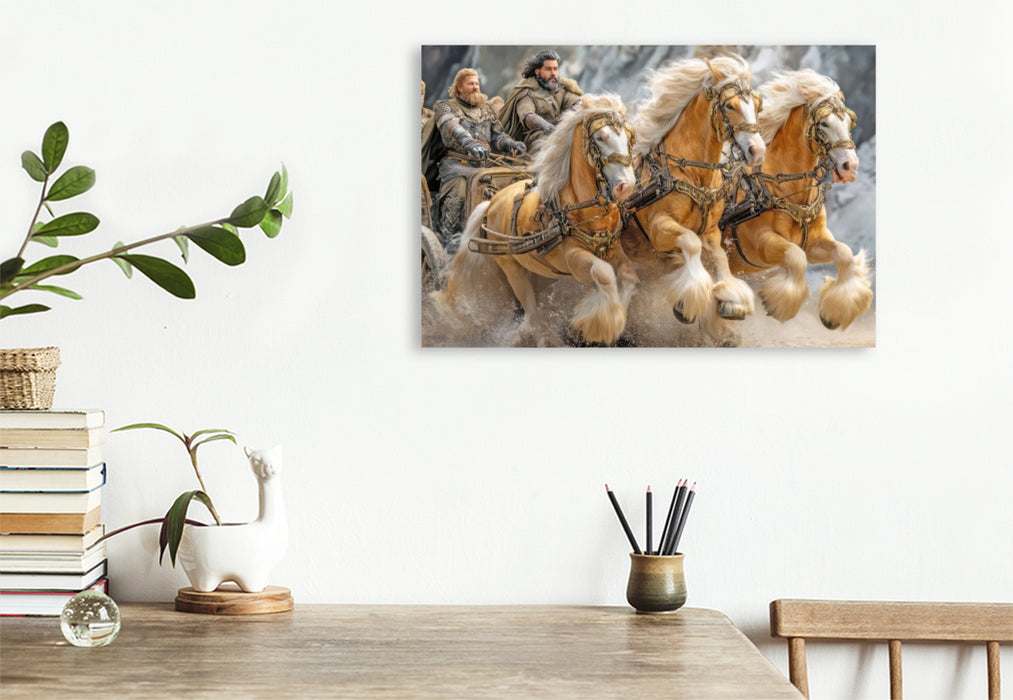 Premium Textil-Leinwand Pferde und Kutschen