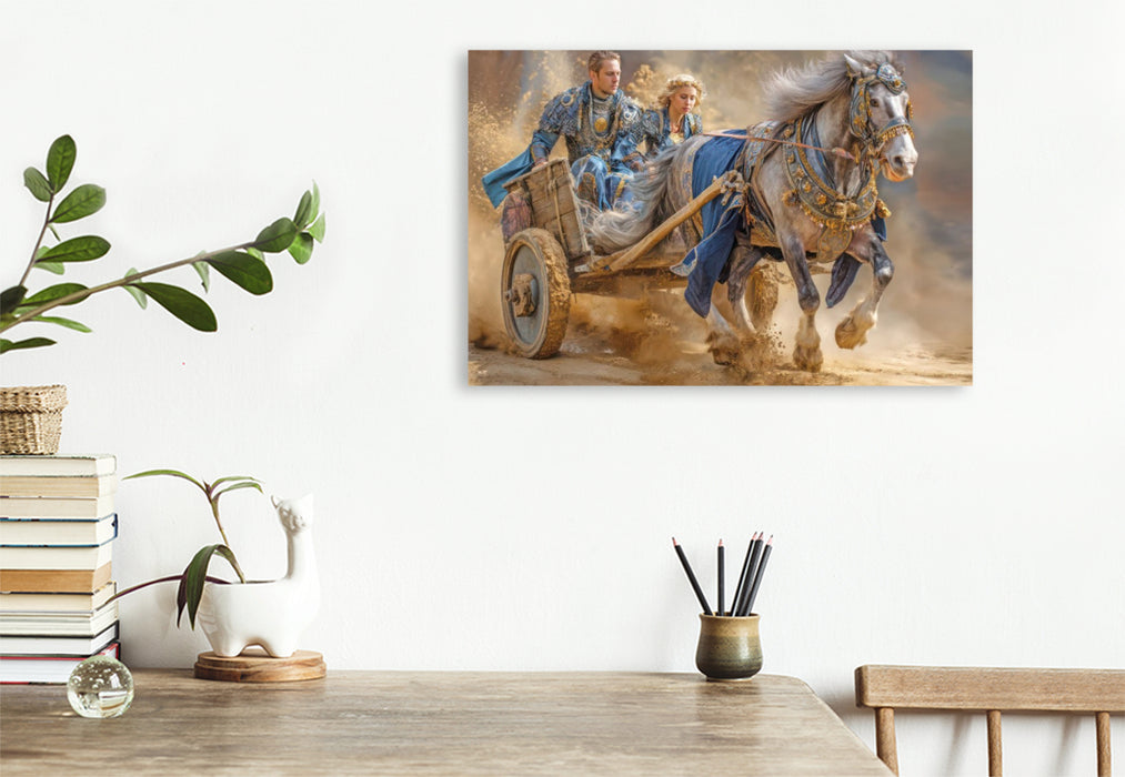 Premium Textil-Leinwand Pferde und Kutschen