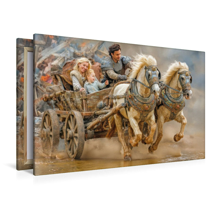 Premium Textil-Leinwand Pferde und Kutschen
