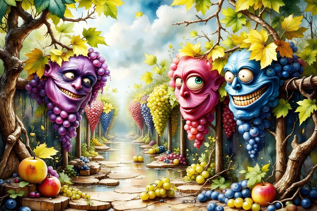 Premium Textil-Leinwand Die Weinbeeren im Rausch