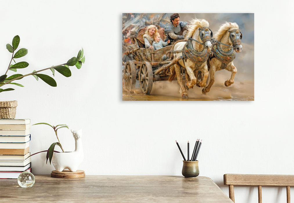 Premium Textil-Leinwand Pferde und Kutschen
