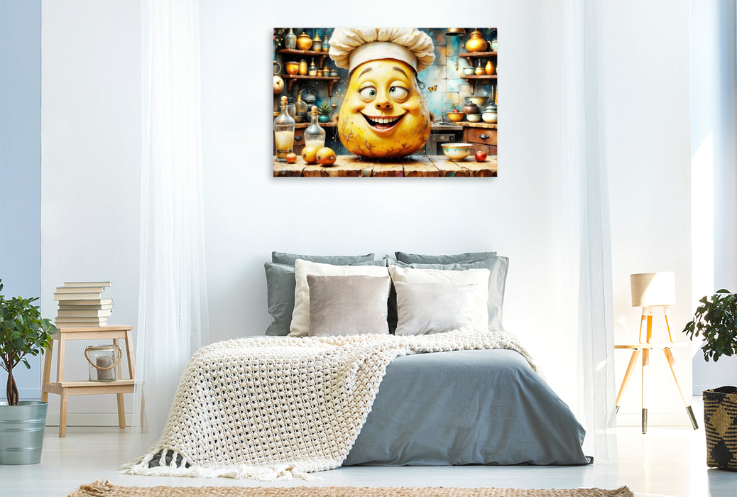 Premium Textil-Leinwand Die gemütliche Couch-Potato
