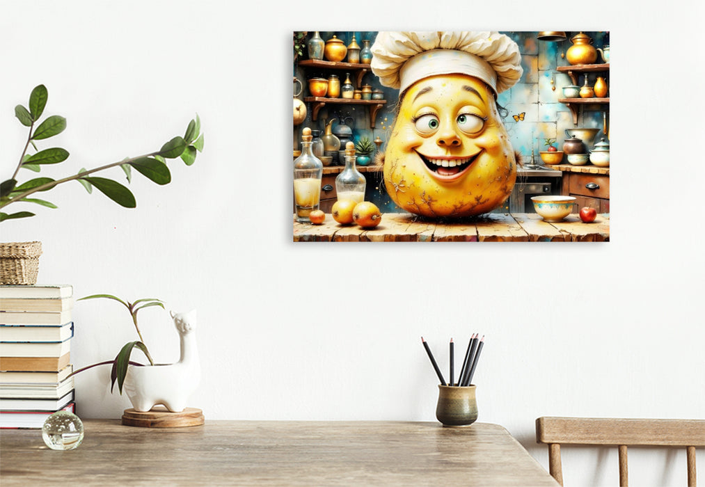 Premium Textil-Leinwand Die gemütliche Couch-Potato