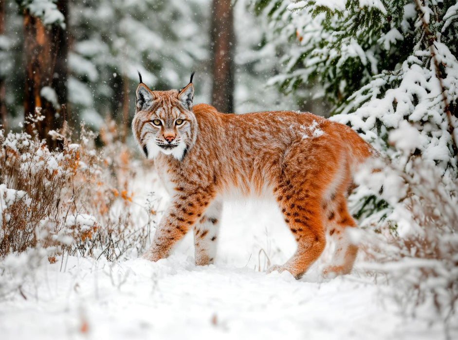 Luchs - Begegnung im Winterwald - CALVENDO Foto-Puzzle'