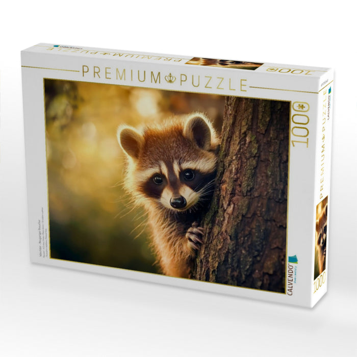 Waschbär - Neugieriger Besucher - CALVENDO Foto-Puzzle'