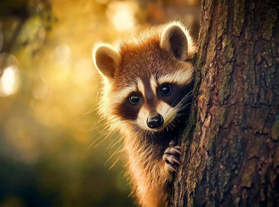 Waschbär - Neugieriger Besucher - CALVENDO Foto-Puzzle'