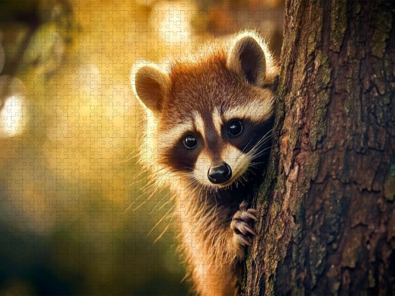 Waschbär - Neugieriger Besucher - CALVENDO Foto-Puzzle'