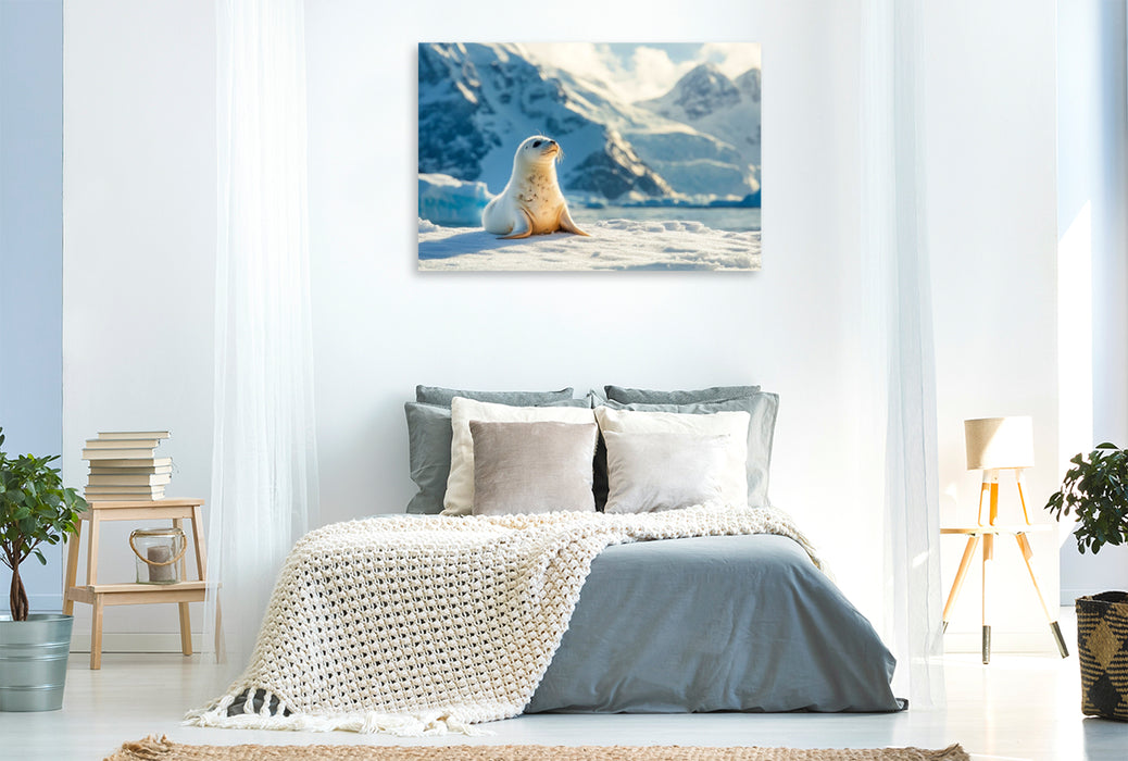 Premium Textil-Leinwand Kleine Robbe in der Arktis