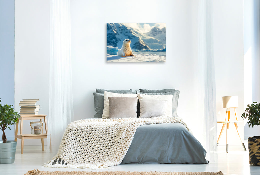 Premium Textil-Leinwand Kleine Robbe in der Arktis