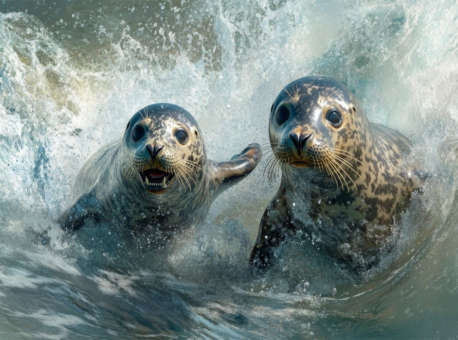 Seehunde im Meer - CALVENDO Foto-Puzzle'