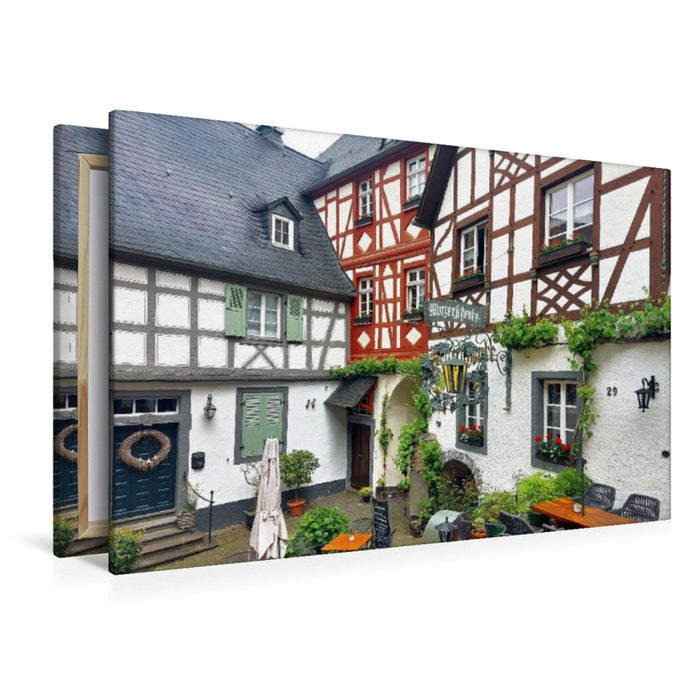 Premium Textil-Leinwand Beilstein, historischer Weinort an der Mosel