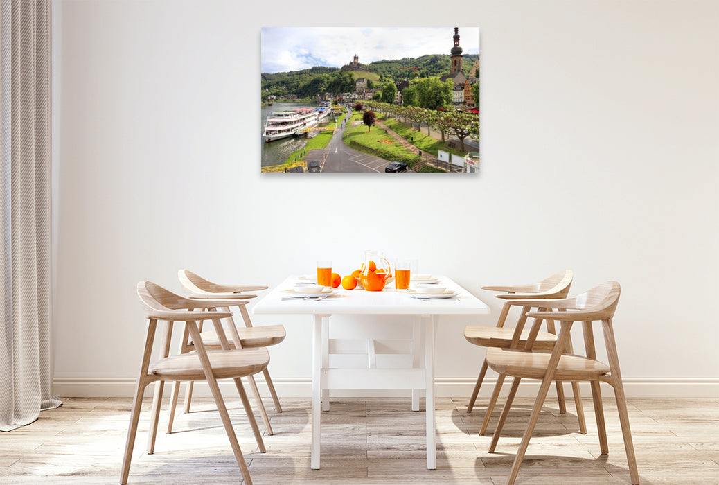 Premium Textil-Leinwand Cochem, Blick von der Skagerak-Brücke bis zur Reichsburg