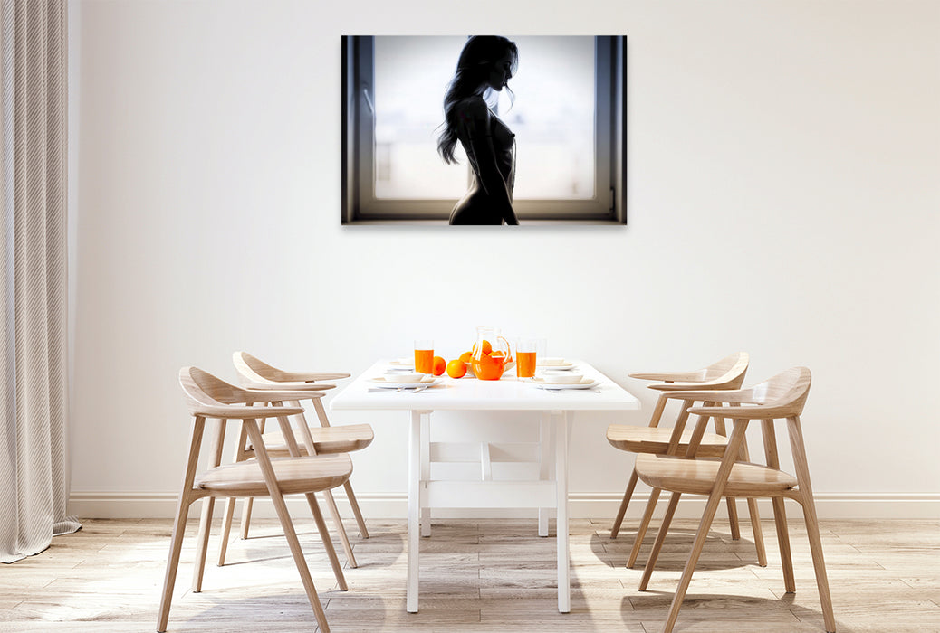 Premium Textil-Leinwand Berührung im Gedanken — Kunst, die Nähe nur andeutet.