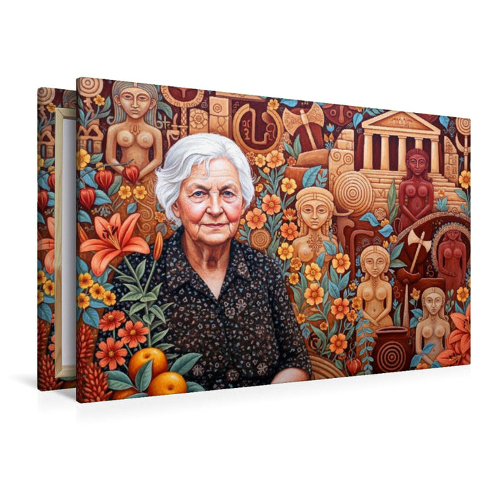 Premium Textil-Leinwand Marija Gimbutas (1921–1994), Archäologin, erforschte neolithische Kulturen Europas