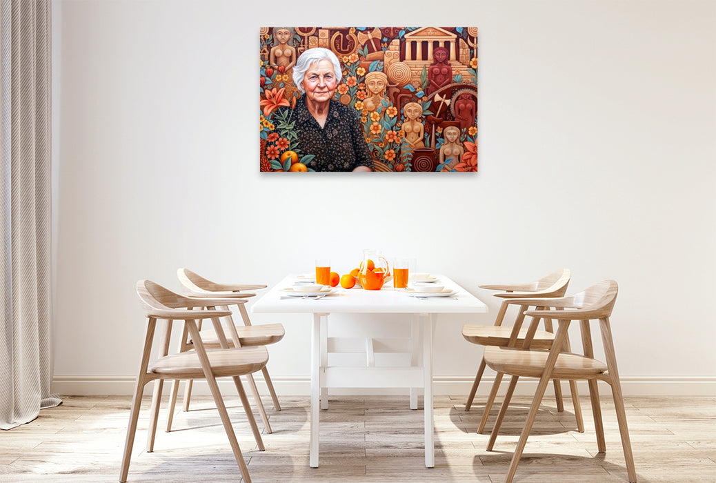 Premium Textil-Leinwand Marija Gimbutas (1921–1994), Archäologin, erforschte neolithische Kulturen Europas