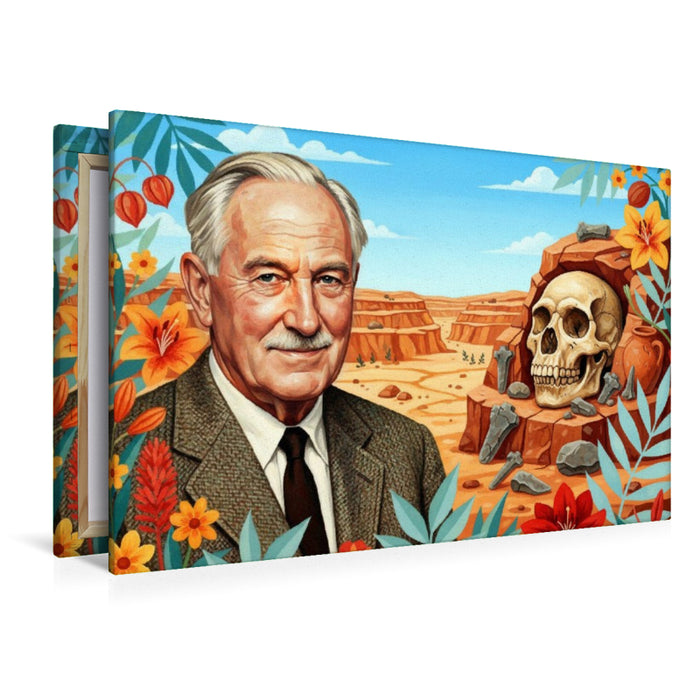 Premium Textil-Leinwand Louis Leakey (1903–1972), Archäologe, entdeckte frühe Menschenspuren in der Olduvai-Schlucht