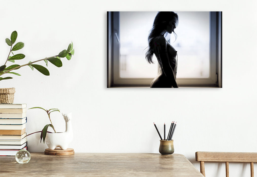 Premium Textil-Leinwand Berührung im Gedanken — Kunst, die Nähe nur andeutet.